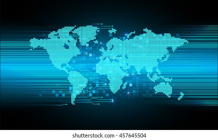 blue world abstract cyber future technology concept background, illustration, circuit, binary code.