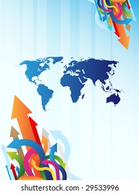 Blue world and arrows