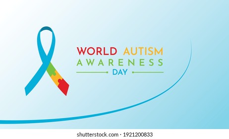 Blue World autism day wallpaper with ribbon autism day Free Vector