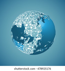 Blue world with connections, vector illustration