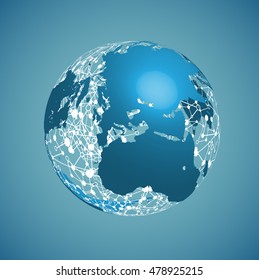 Blue world with connections, vector illustration