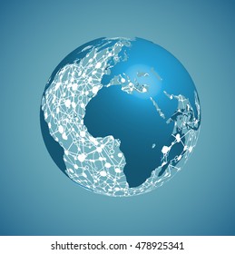 Blue world with connections, vector illustration