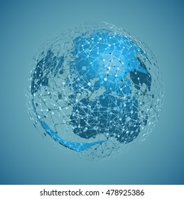 Blue world with connections, vector illustration