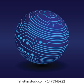 Blue world cyber circuit future technology concept background