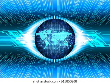 Blue world cyber security concept background. Circuit