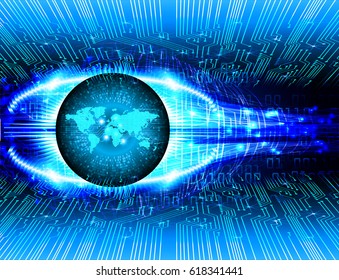 Blue world cyber security concept background. Circuit