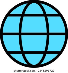 Blue World Globe Earth Web Net Map and Location Sign Icon. Vector Image.