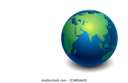 Blue World globe vector with white background.