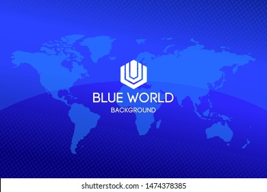 Blue World Map Background Design