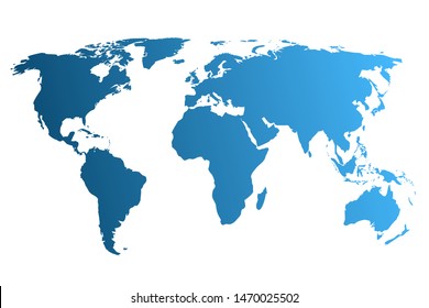 Blue World Map, continents of the planet - stock vector