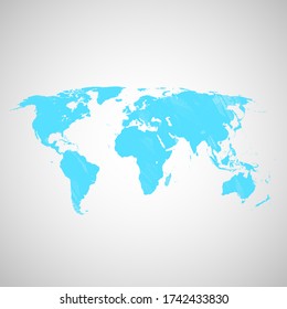 Blue world map with elegant line structure, vector illustration