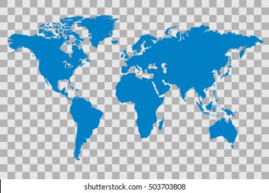 Blue world map illustration on a checker background
