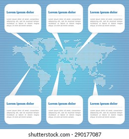 Blue World Map Infographic. Vector EPS10 
