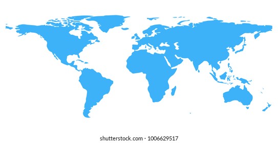 Blue World map isolated on white background. Infographic. Vector illustration.