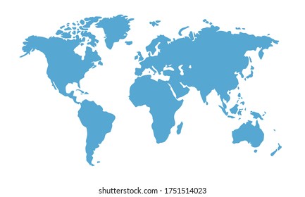 mapa del mundo azul aislado en la ilustración de fondo blanco eps10