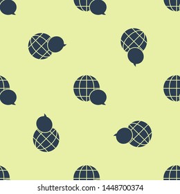 Blue World map made from speech bubble icon isolated seamless pattern on white background. Global communication scheme on Earth.  Vector Illustration