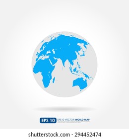 Blue world map on the globe