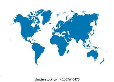 Blue world map on a white background