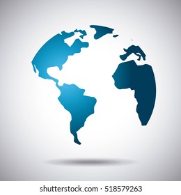blue world map over white background. vector illustration