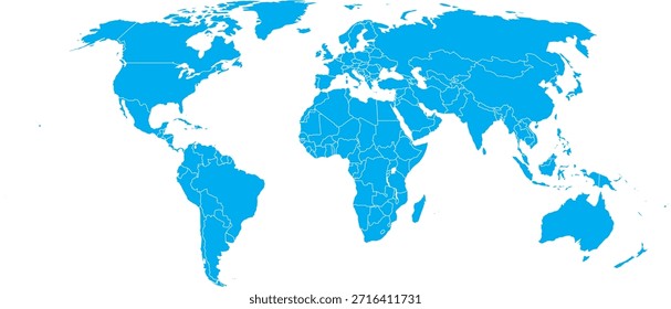 Blue World Map Silhouette Editable Vector