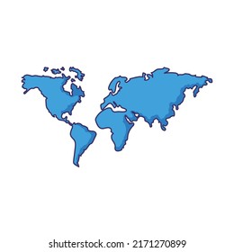 blue world map silhouette icon