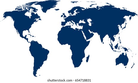 Blue world map silhouette on white. Vector social illustration. 