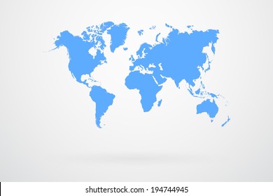 Blue World Map Vector - Shutterstock ID 194744945