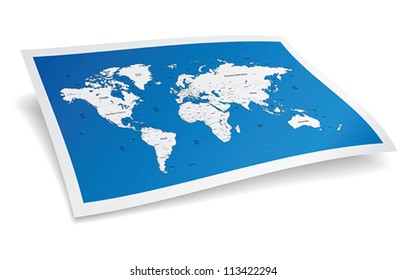 Blue world map. Vector illustration.
