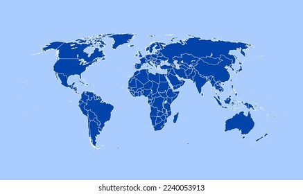 Blue World Map Vector Illustration
