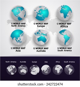 Blue World Map vector illustration