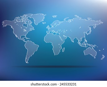 blue world map - vector illustration