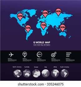 Blue World Map vector illustration