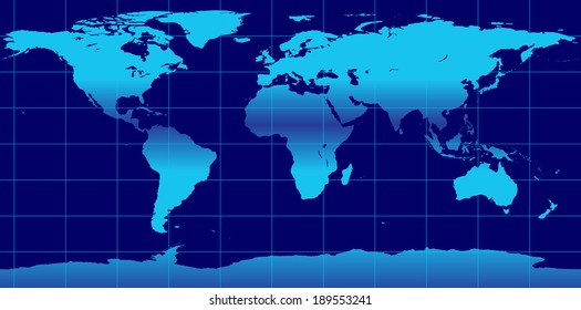 Blue World Map Vector Meridians Parallels Stock Vector (royalty Free 