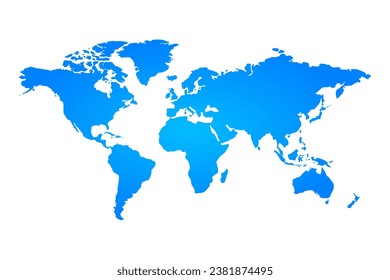 blue world map. vector on white background