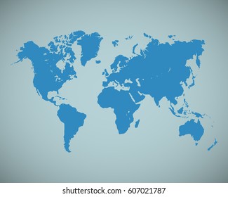 Blue World Map Vector. Worldmap vector template. World map for infographic. Silhouette world map. Stock vector world map.