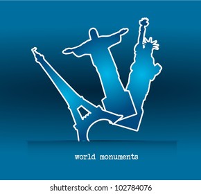 blue world monuments over blue background. vector illustration svg