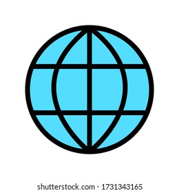 Blue World or Worldwide Net Icon. Vector Image.