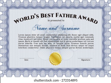Blue world's best father award template