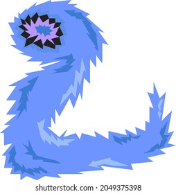 blue worm monster with thorns
