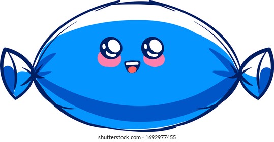 Blue wrapped candy, illustration, vector on white background