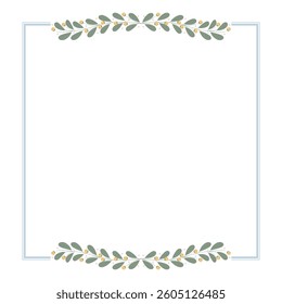 Blue Wreath Border Frame Decorated With Yellow And Green Floral Leaves