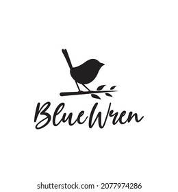 blue Wren bird,vector illustration, silhouette logo