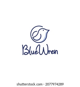 blue Wren bird,vector illustration, silhouette logo