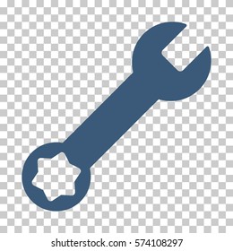 Blue Wrench interface toolbar pictogram. Vector pictogram style is a flat symbol on chess transparent background.