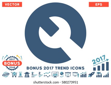 Blue Wrench pictogram with bonus 2017 trend pictures. Vector illustration style is flat iconic bicolor symbols, white background.