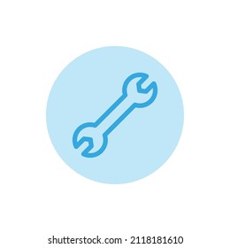 Icono del vector de la llave azul con fondo blanco