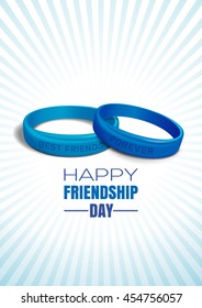 Blue wristbands with text  "BEST FRIENDS" and "FOREVER" on blue retro background on occasion of Happy Friendship Day celebrations. Vector illustration