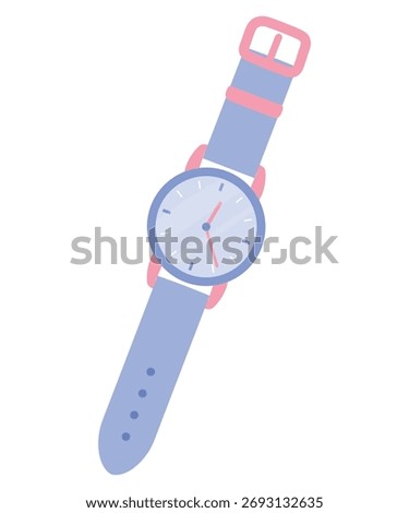 Blue Wristwatch Clock, Hand Drawn Business Clock Concept, Cute Wristwatch illustration