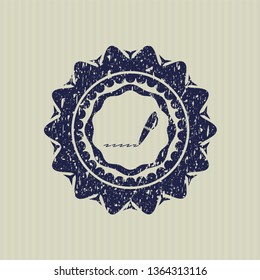 Blue writer icon inside distress rubber seal