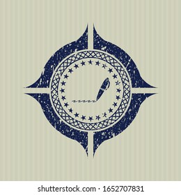 Blue writer icon inside distressed rubber texture